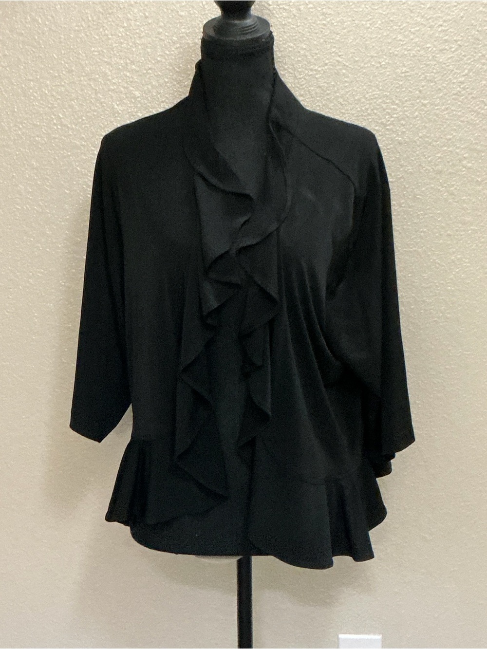 dressbarn Collection Black Women's Top with Subtle Stitch Detail